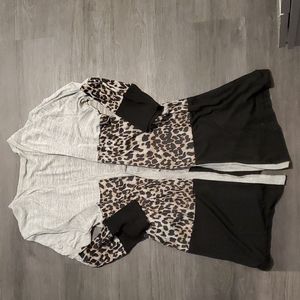 Shein Color Block Cheetah Print Cardigan